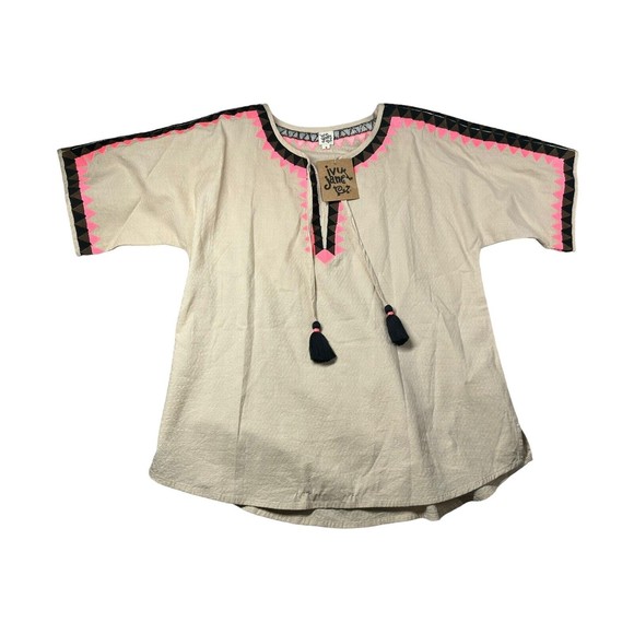 Ivy Jane Triangles Top With Tassels Ivory S pink Black Brown Blouse‎ - Picture 1 of 6